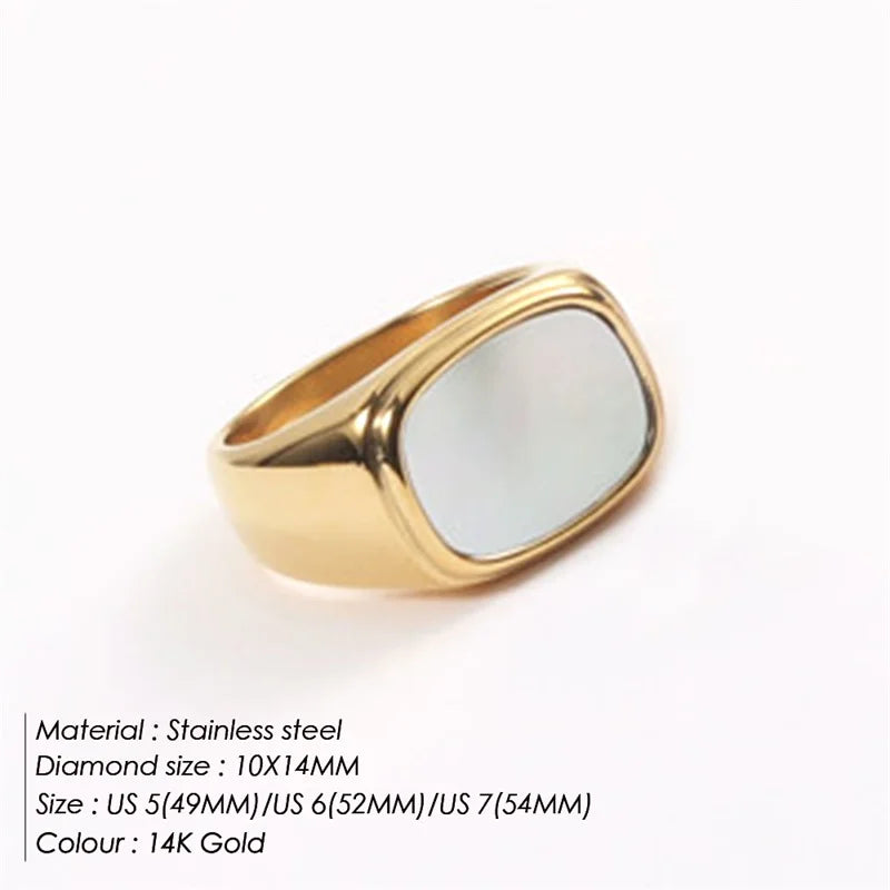 Vintage Chunky Square Shell Rings for Women