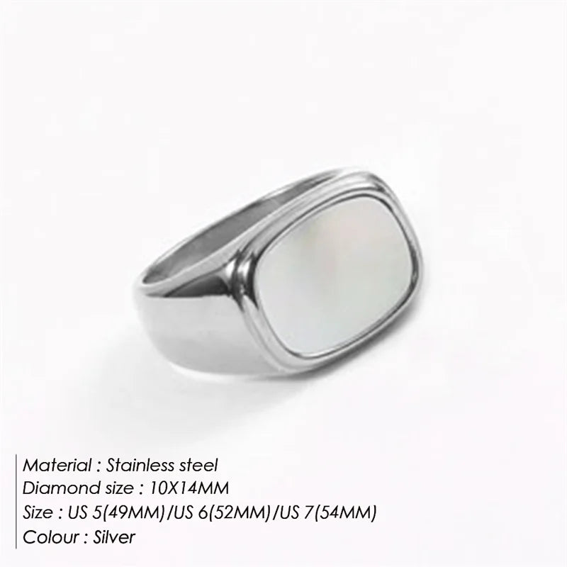 Vintage Chunky Square Shell Rings for Women