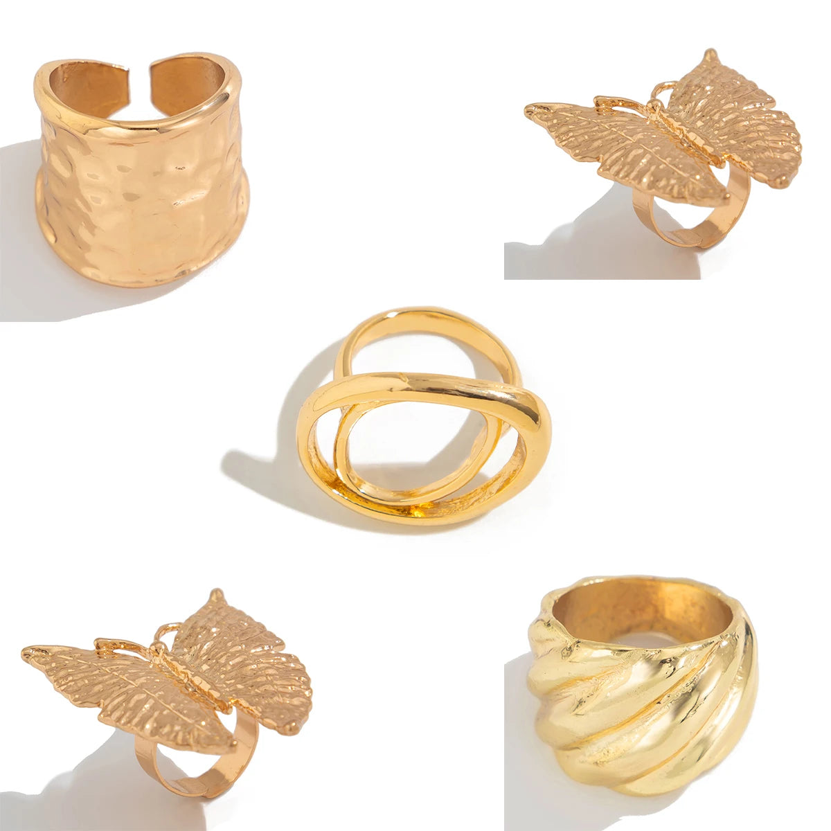 Metal Butterfly Flowers Ring for Women Fashion